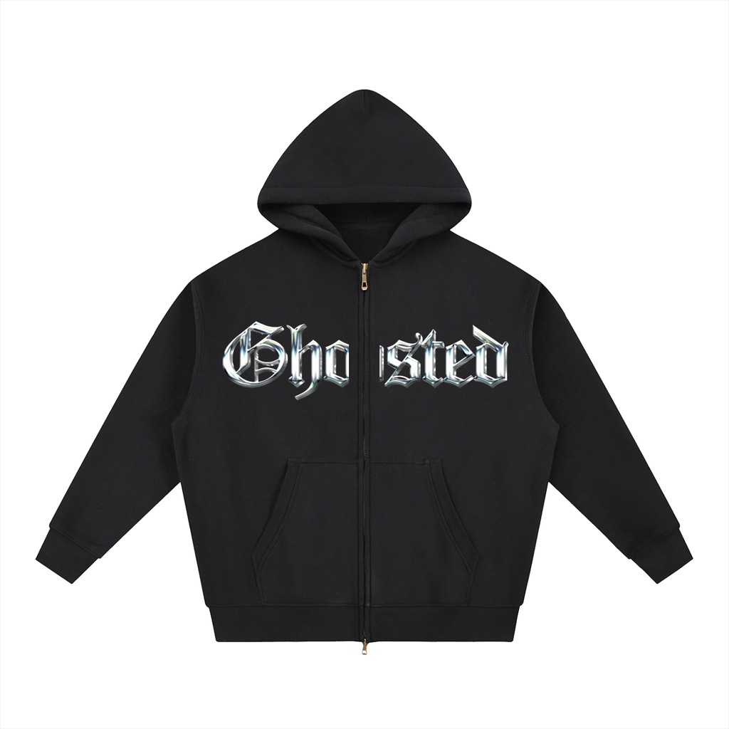Ghosted Zip Up Crop Fit Hoodie