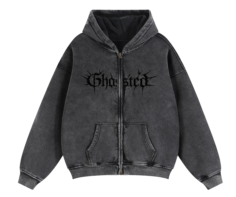 190E Dissolved Print Zip-Through Hoodie