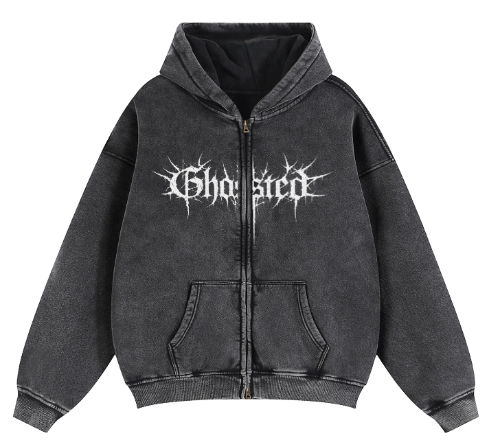 190E Dissolved Print Zip-Through Hoodie